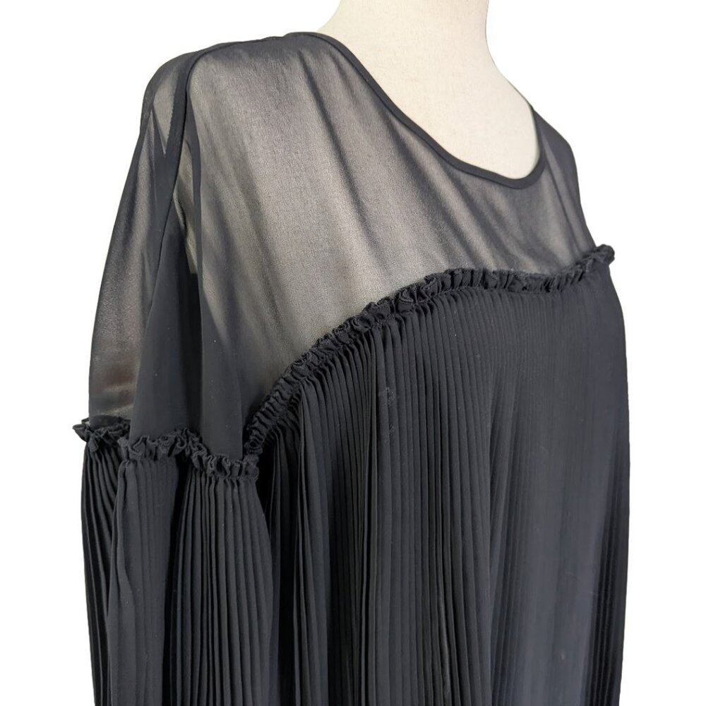 INC International Concepts Sheer Black Pleated Top
